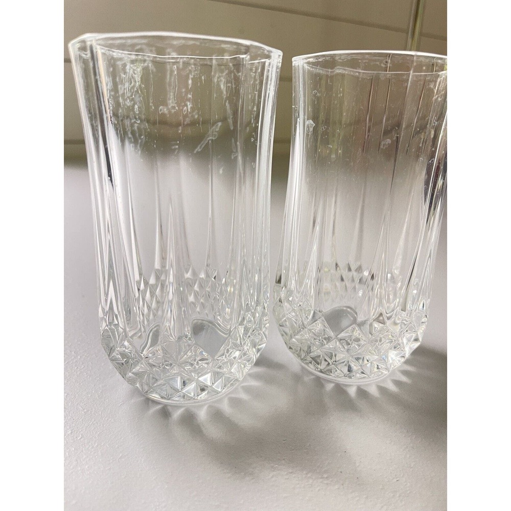 Vintage Cristal D’Argues 'Longchamp' Crystal Water Tall Tumbler Glasses Set Of 2